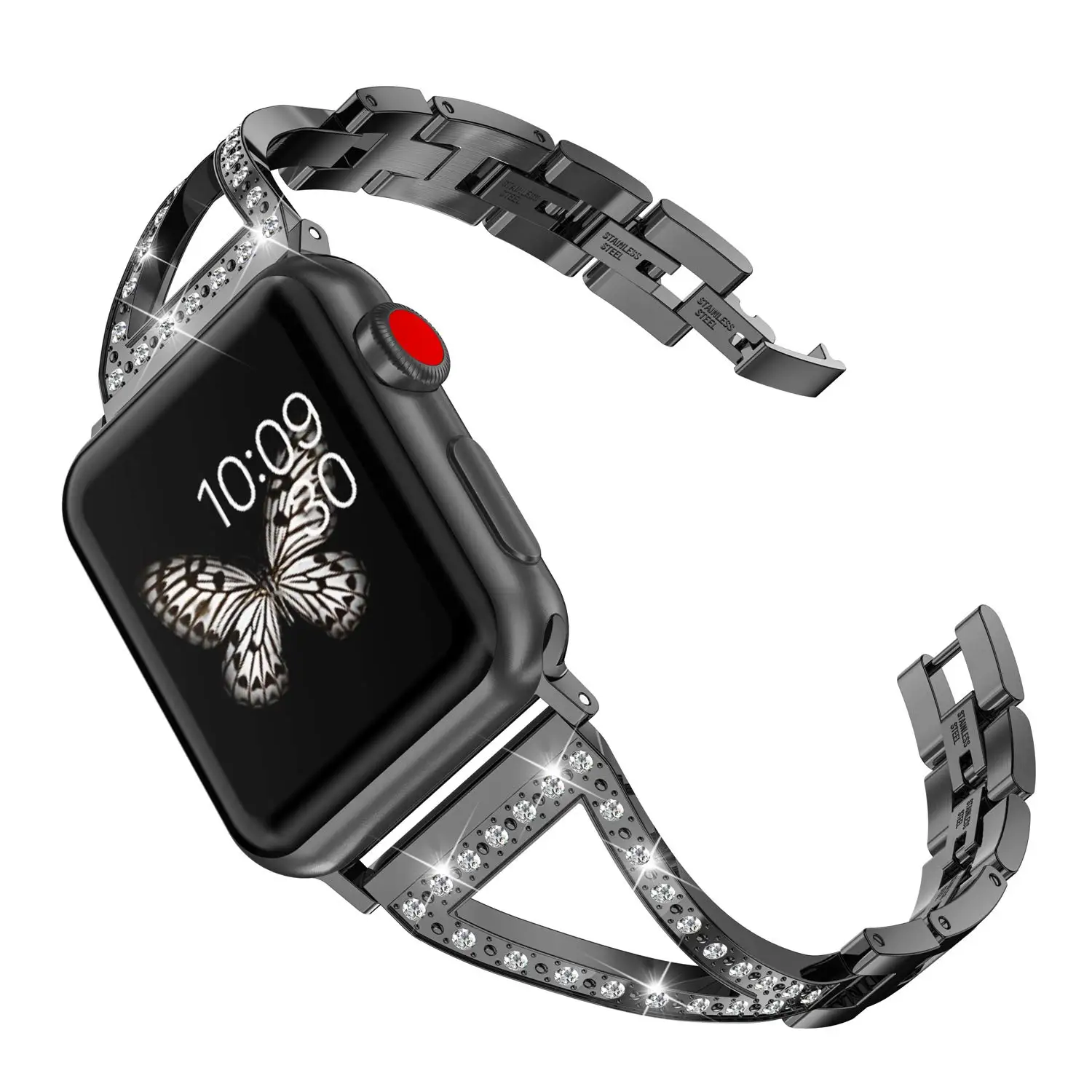 Браслет женский из нержавеющей стали с кристаллами ремешок для Apple Watch Series 1 2 3 4 Band