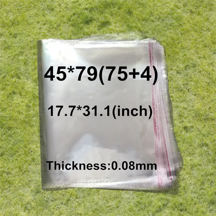 

100 X Thicken 0.08mm Clear Big Size OPP Self Adhesive Seal Bags Fabric T-shirts/Cotton-padded Clothes Packaging Sack 45*79cm