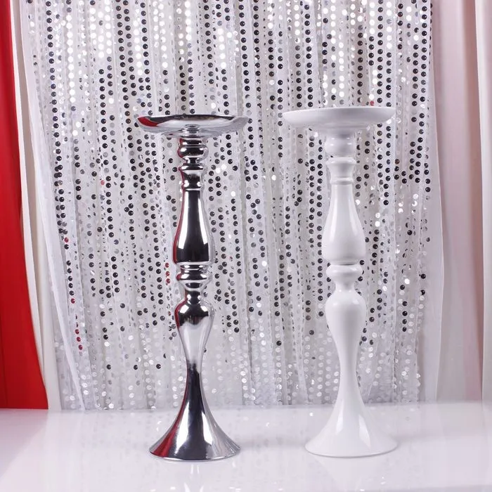 

47cm/18.5" White / Silver T-stage road guide mermaid candle stick road guide white road lead 10pcs/lot wedding decoration