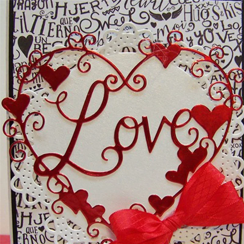 Naifumodo Love Word металлические резные штампы скрапбукинг в форме сердца для
