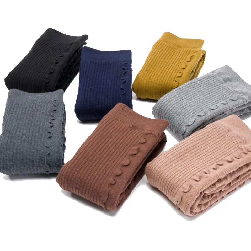 2019 Autumn Winter Girls Leggings Cotton Plus Thick Velvet Trousers Elastic Waist Ruffle Children Bottom Pants | Детская одежда и