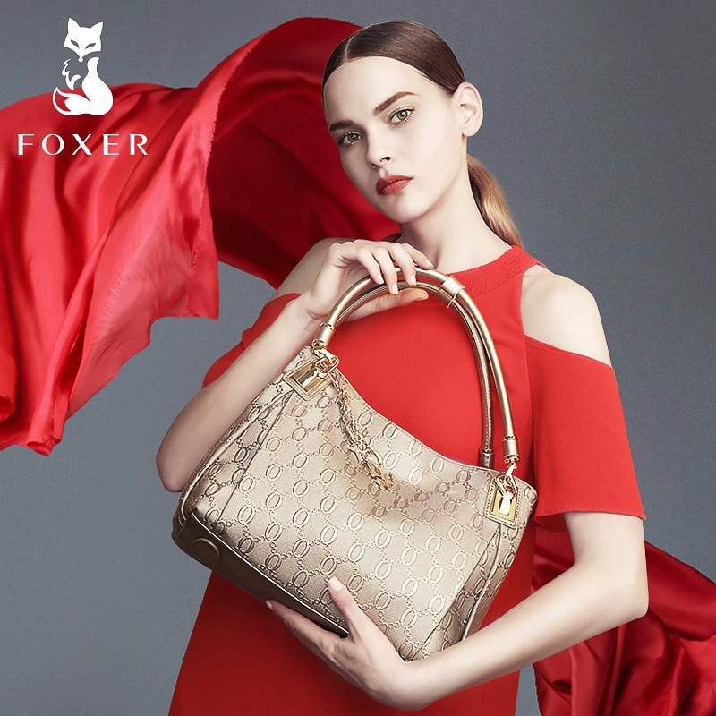 FOXER Брендовые женские сумки из коровьей кожи, сумка на плечо для женщин, модные сумки, кошелек с кисточками, подарок для женщин