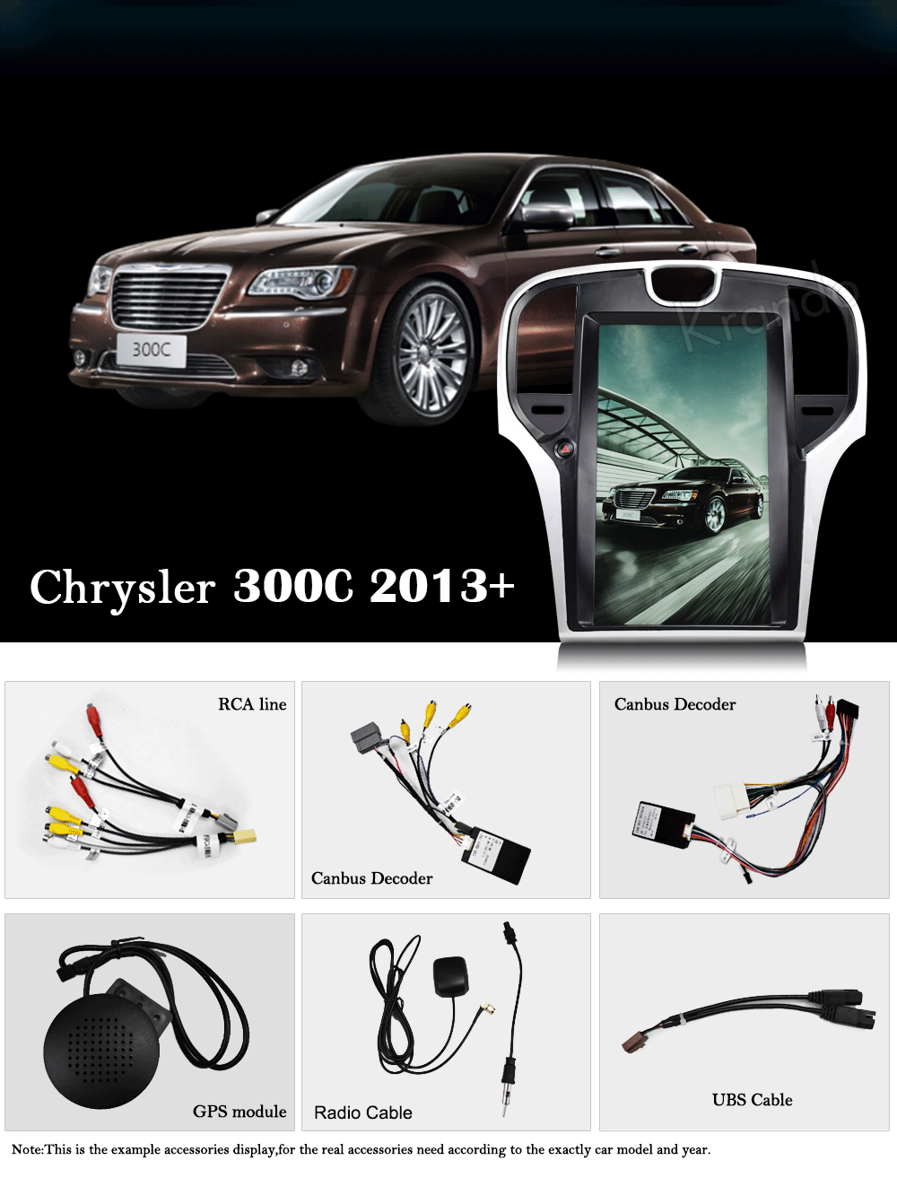 Krando Android 6,0 12," Тесла вертикальный экран для Chrysler 300C 2013- автомобильный Радио gps навигация Мультимедийная система wifi