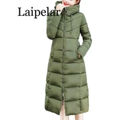 laipelar fashion solid slim women winter hooded coat thick down parka long female winter down cotton jacket outwear