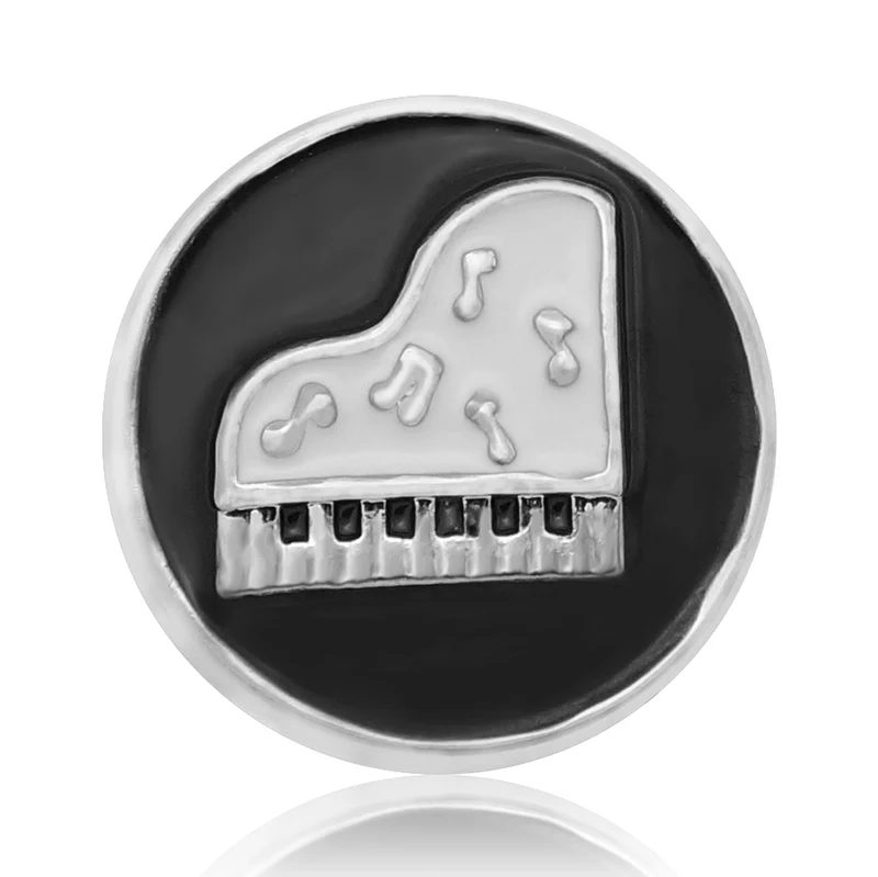 Fashion Round Black Oil Crystal musical note Instruments Metal snap buttons for DIY charm bracelet jewelry wholesale KZ1028 | Украшения и