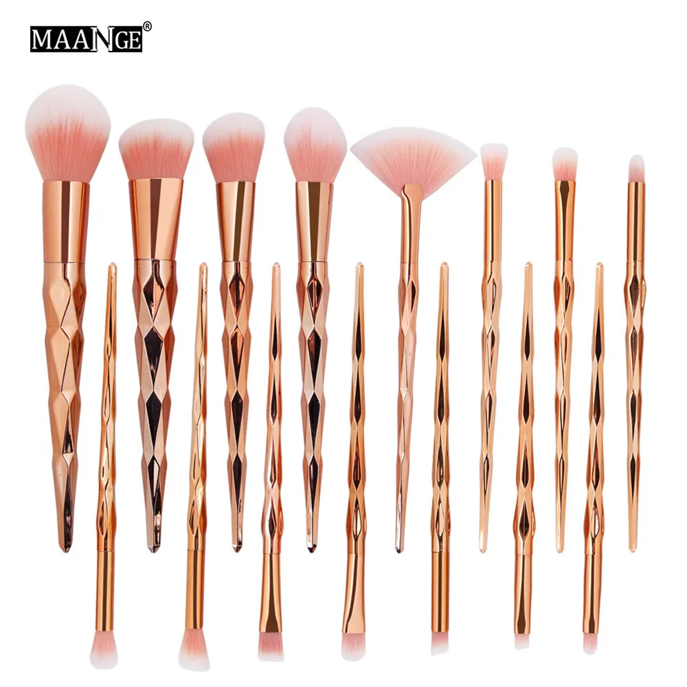 MAANGE 15 шт. розовое золото макияж кисти набор Высокое качество тональная пудра