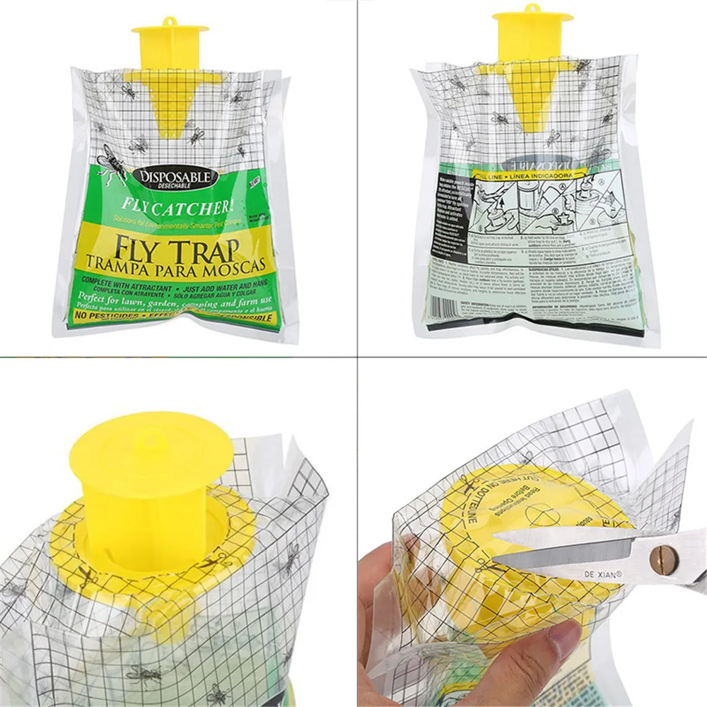 Fly Trap Catcher Bug Mosquito Killer Moth Insect Killer Pest Control Products Disposable Plastic Hanging Bait Bag Dropshipping