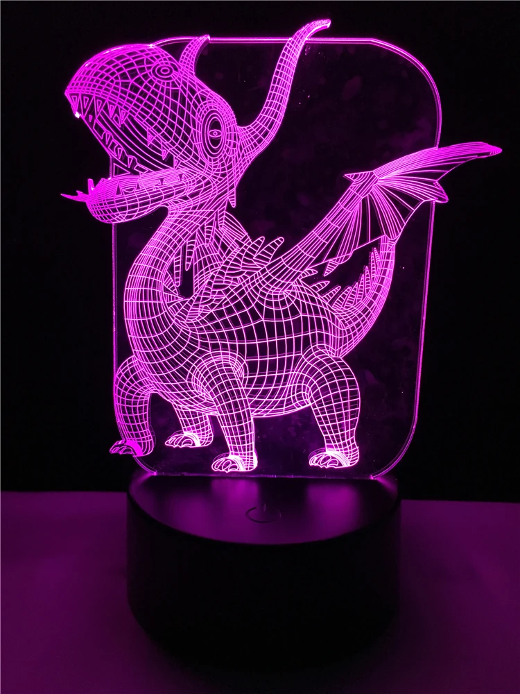 Птерозавр даргон 3D светодиодный лампа USB Иллюзия ночник многоцветный Сенсорный пульт Luminaria Рождество стол Декор