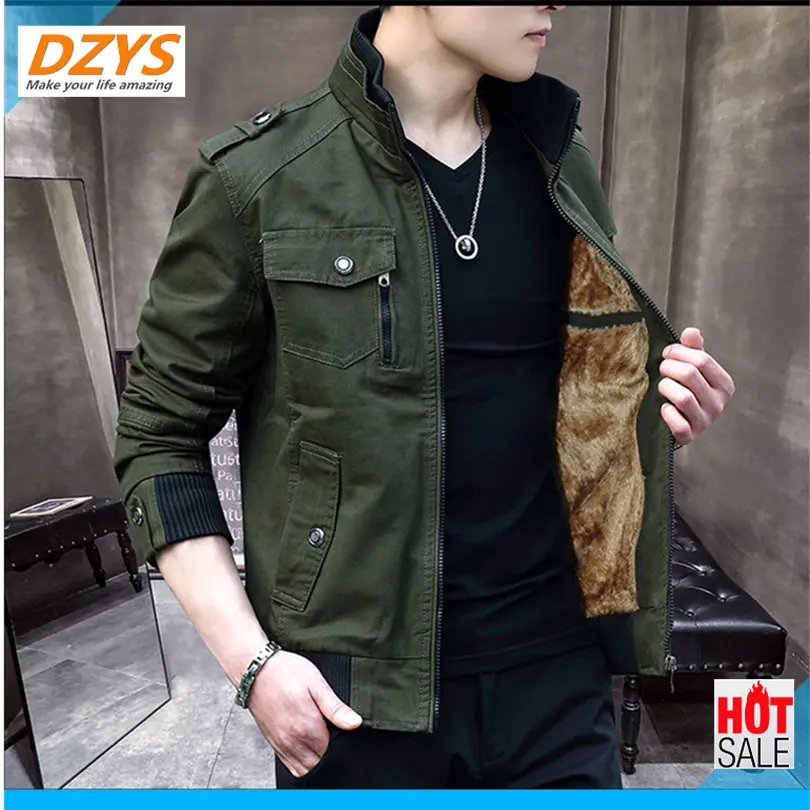 

DZYS-YH 2018 Men's jackets Autumn winter handsome denim jacket men's clothing winter add velvet thicken casual top