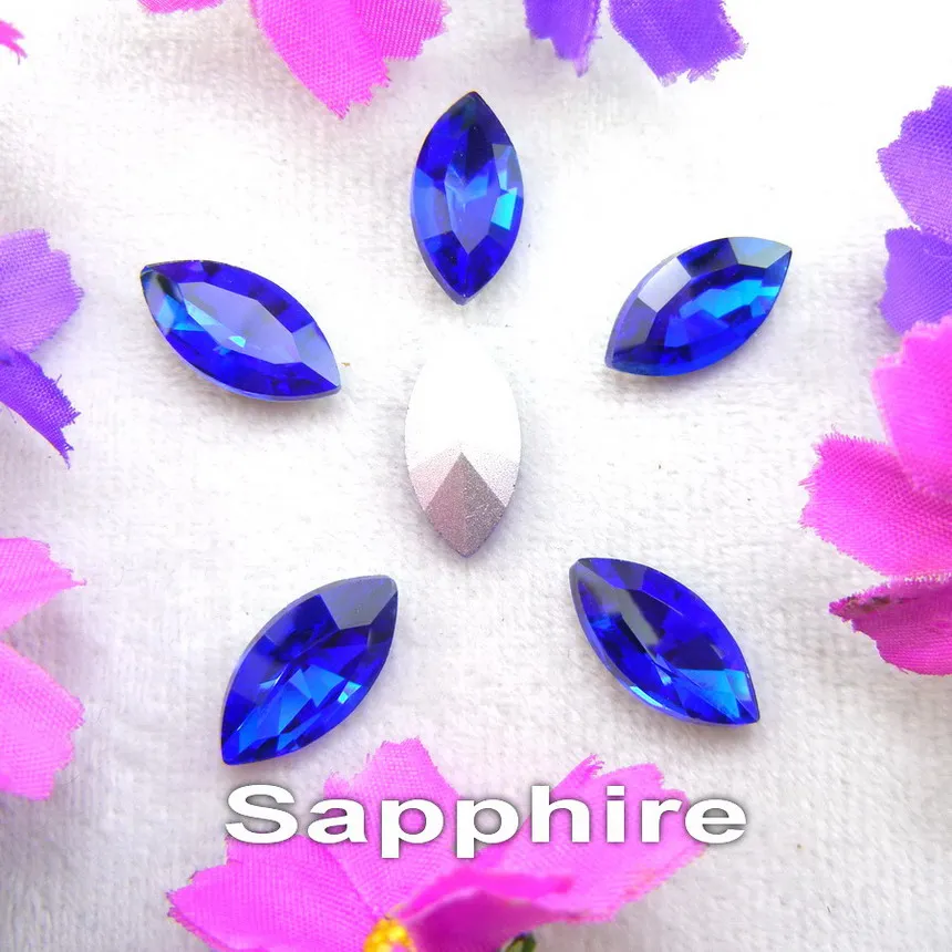 A11 Sapphire Стеклянный кристалл 8 размеров цвета Наветт конский глаз Маркиза Форма клей стразы кристаллы рукоделие nailart чехол для телефона diy - Цвет: A11 Sapphire