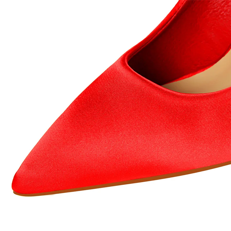 Solid Silk Sweet Butterfly-knot Women Shoes 2021 New Arrival Pointed Toe High Heels Shallow Women's Fashion Wedding | Обувь
