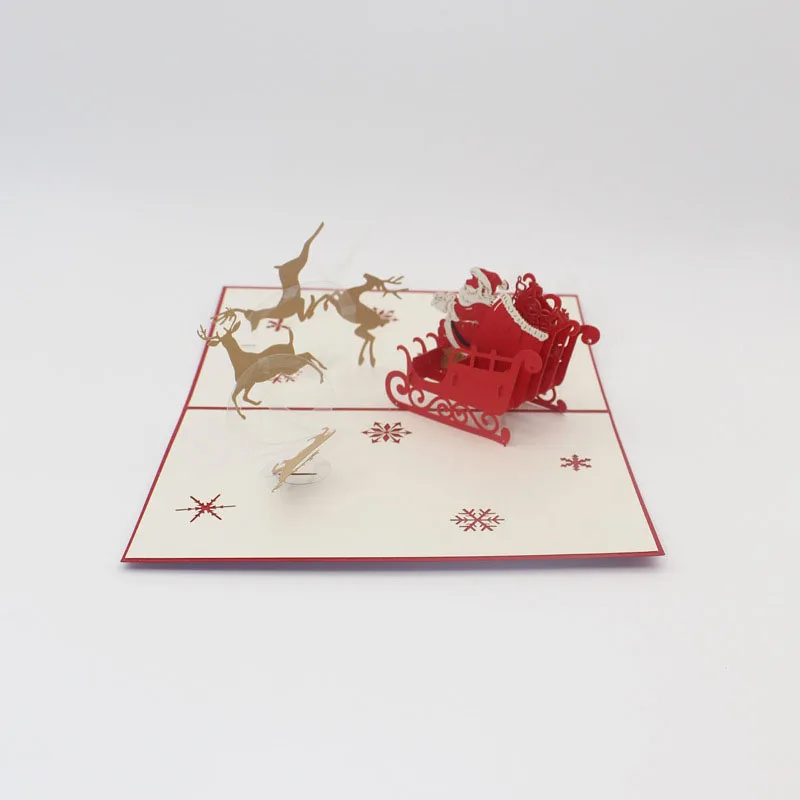 3D лазерная резка ручной работы Санта Клаус и Летающий оленья упряжка бумага