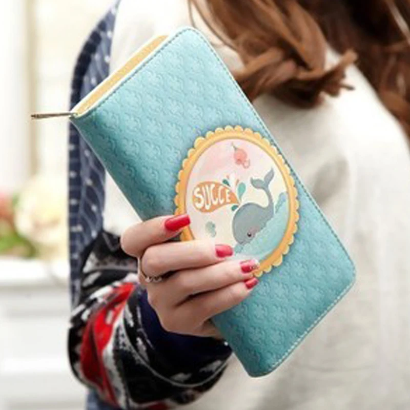 New Korean Edition Lovely Fashion Ladies Wallet Female Long Zipper Original Cartoons Graffiti Large Coin Card Clutch Bag | Багаж и сумки