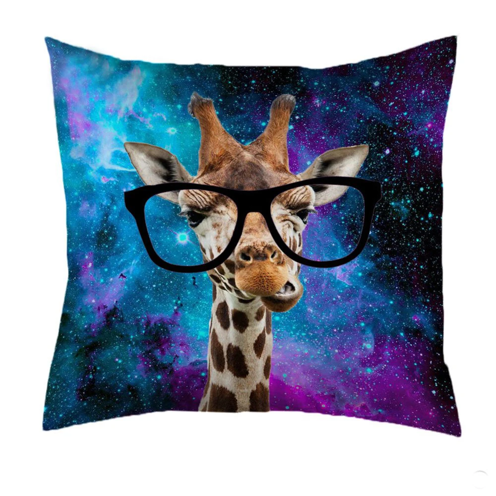 

Decorative Standard Queen Size Printed Pillowcase Giraffe Galaxy Decorative Pillow Case Home Square 18 x 18 Inch