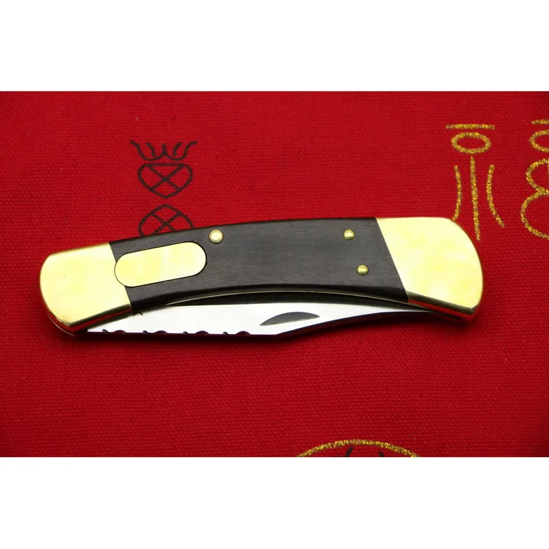 

LOVOCOO #Bu#CK110 brass + wooden handle 440C blade folding fruit knife hunting pocket outdoor EDC tool kitchen universal knife