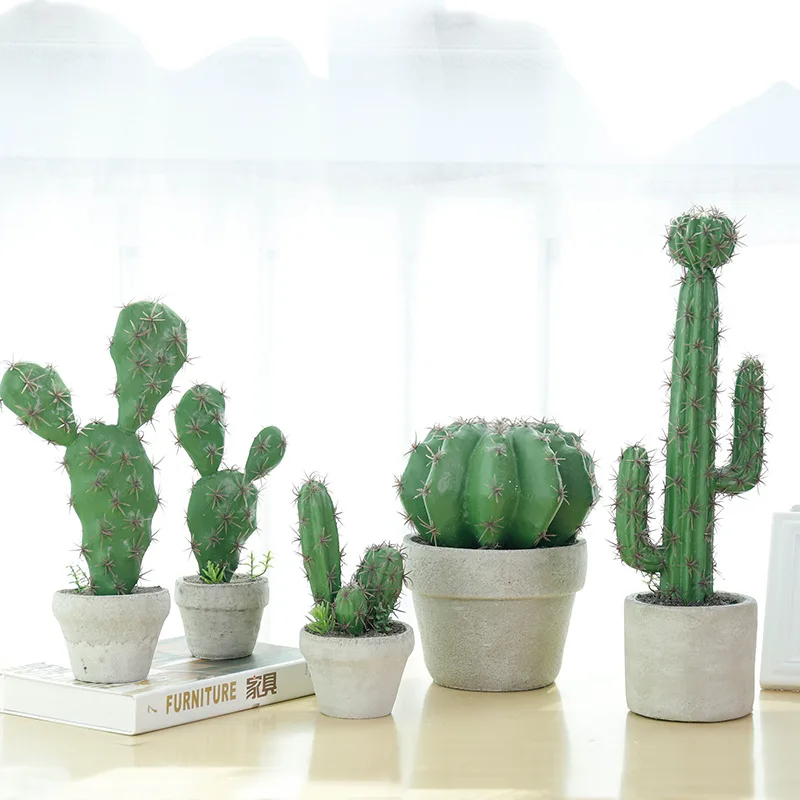 Искусственные зеленые горшечные растения кактус Горшечные украшения для дома