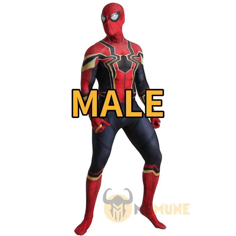 MALE Костюм из комиксов Marvel, Железный Человек-паук, лайкра, спандекс, зентай, костюм на Хэллоуин, Хэллоуин, косплей, карнавальный костюм - Цвет: MALE