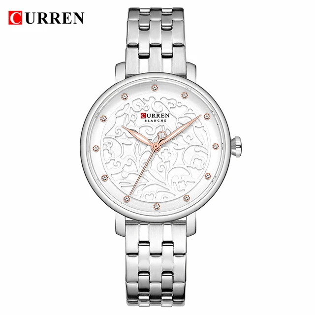 S silver Curren часы для женщин известные люксовые бренды золотые часы со стразами женские кожаные водонепроницаемые женские часы relogio feminino - Цвет: S silver