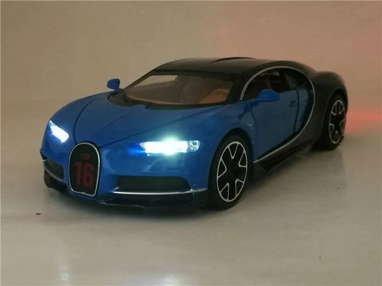 1:32 Масштаб Bugatti Chiron сплав автомобиля Diecasts игрушечные транспортные средства модель автомобиля Металлическая Модель автомобиля игрушки с вытягивающим черным звуком для детей Подарки