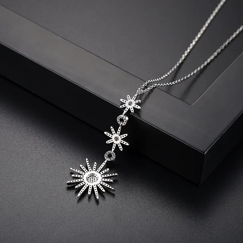 LUOTEEMI Luxury Women's Elegant Fashion Cubic Zirconia Star Statement Long Pendant Necklace for Girls Love Gift 2017 | Украшения и