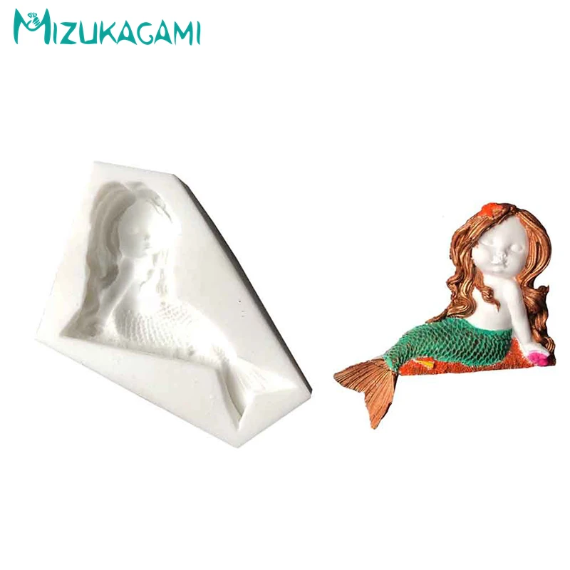 Новая 3D Жидкая силиконовая форма для тортов в виде спящей русалки фондана DIY