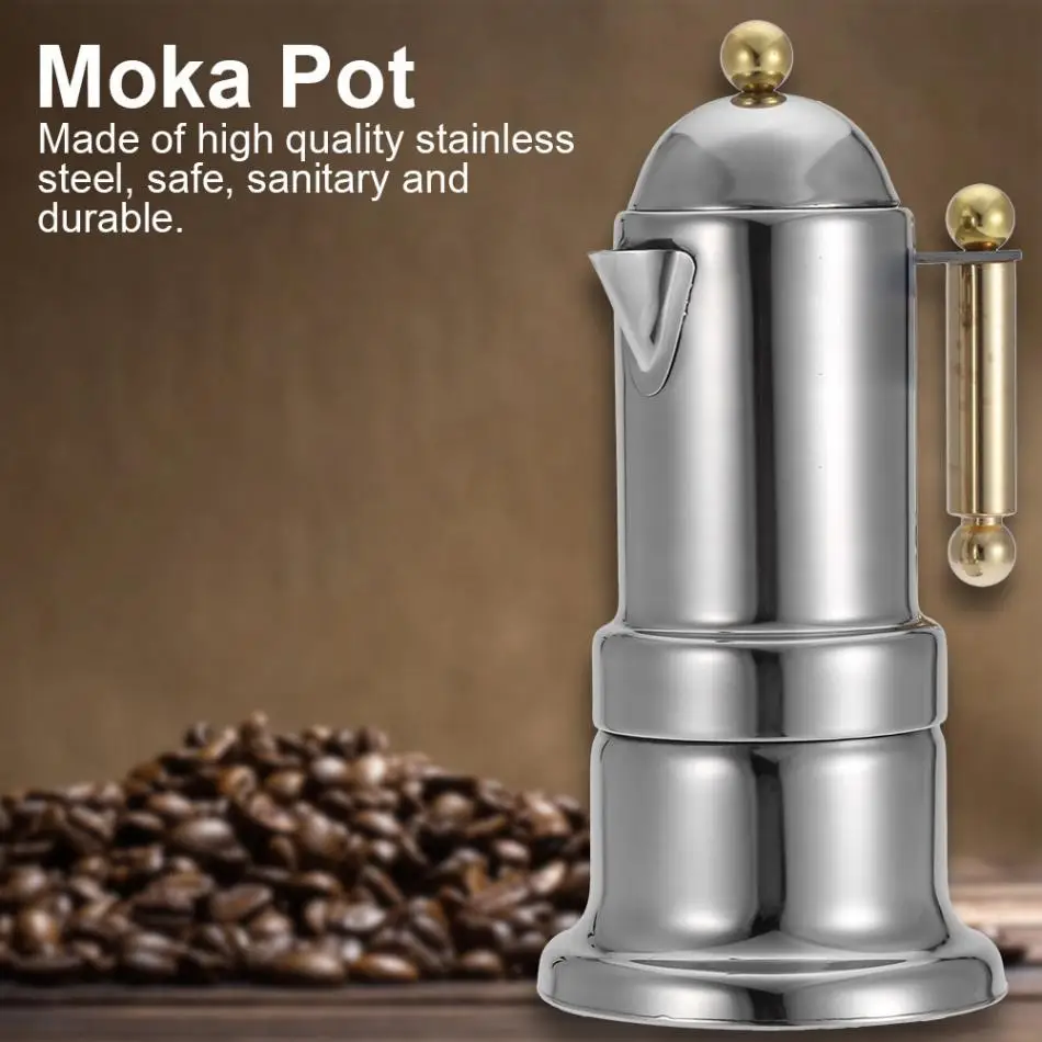 Нержавеющая сталь Moka горшок плита портативный Эспрессо кофеварка с предохранительным клапаном кофейная кружка 4 чашки кофейная посуда Кухня тоже