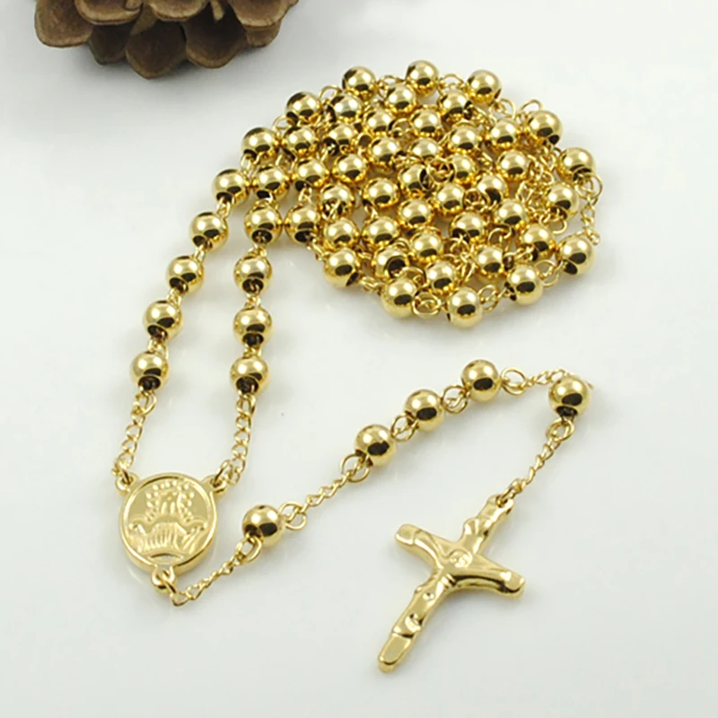 

ATGO модные ювелирные изделия четки бусы цепи крест религиозная Нержавеющая сталь ожерелье женские мужские оптом BRN23