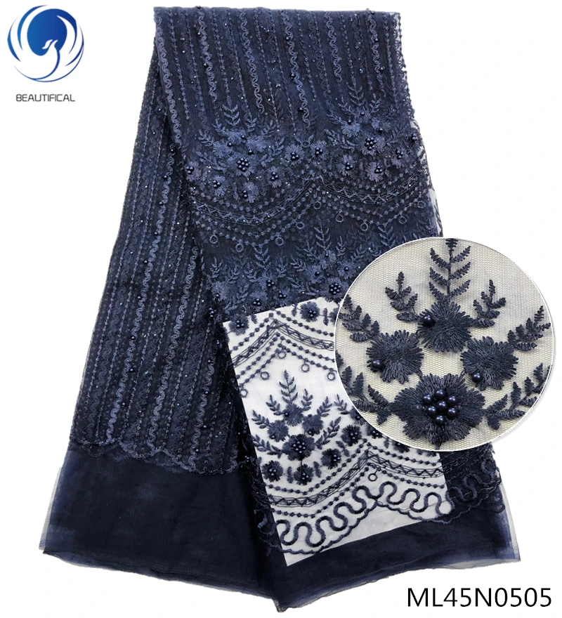 ML45N0505 BEAUTIFICAL французская красная кружевная ткань африканская вышивка кружевная ткань вышитая бисером кружевная ткань 5 ярдов/партия дешевая онлайн ML45N05 - Цвет: ML45N0505