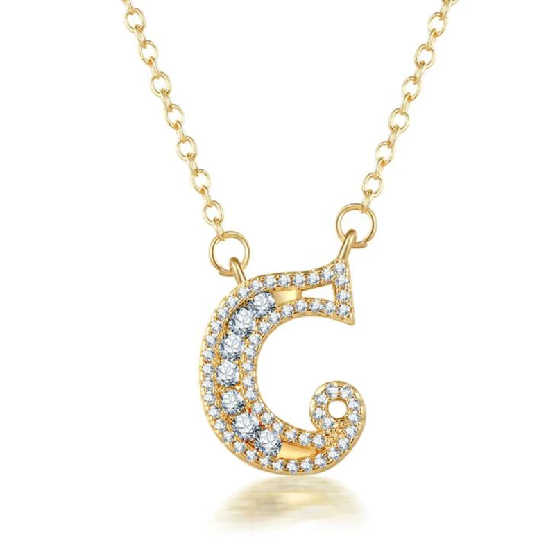 Розовый Роскошный кулон с названием 26 алфавита Banny женское ожерелье золотого