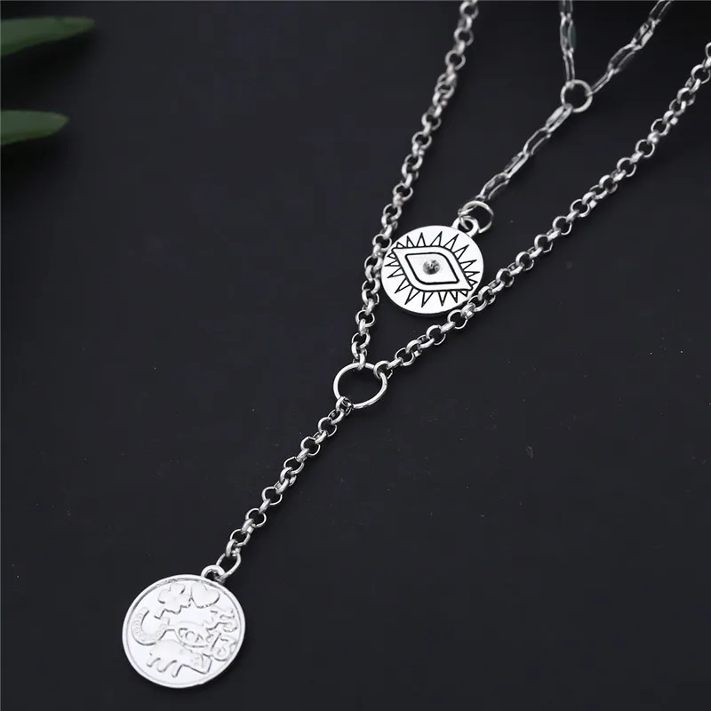 Baloki Boho глаза тотемное ожерелье двойной многослойное Золотая цепочка чокер монет