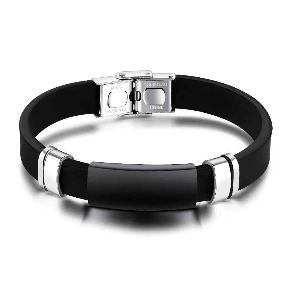 Спортивные мужские силиконовые браслеты OPK гладкий дизайн черный/цвета