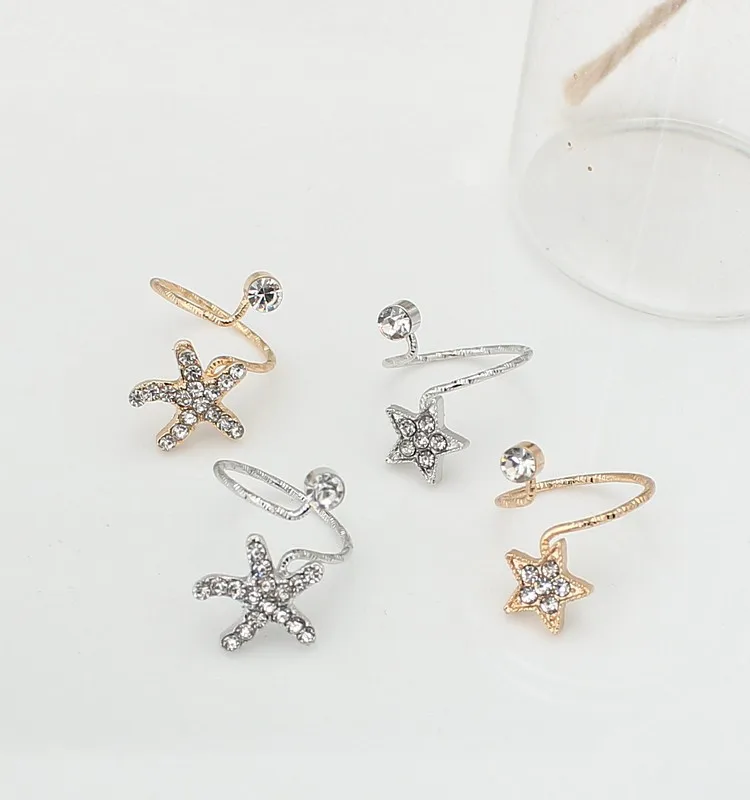 Новинка нежный милый Романтический пятиконечная звезда морская кольцо стразы