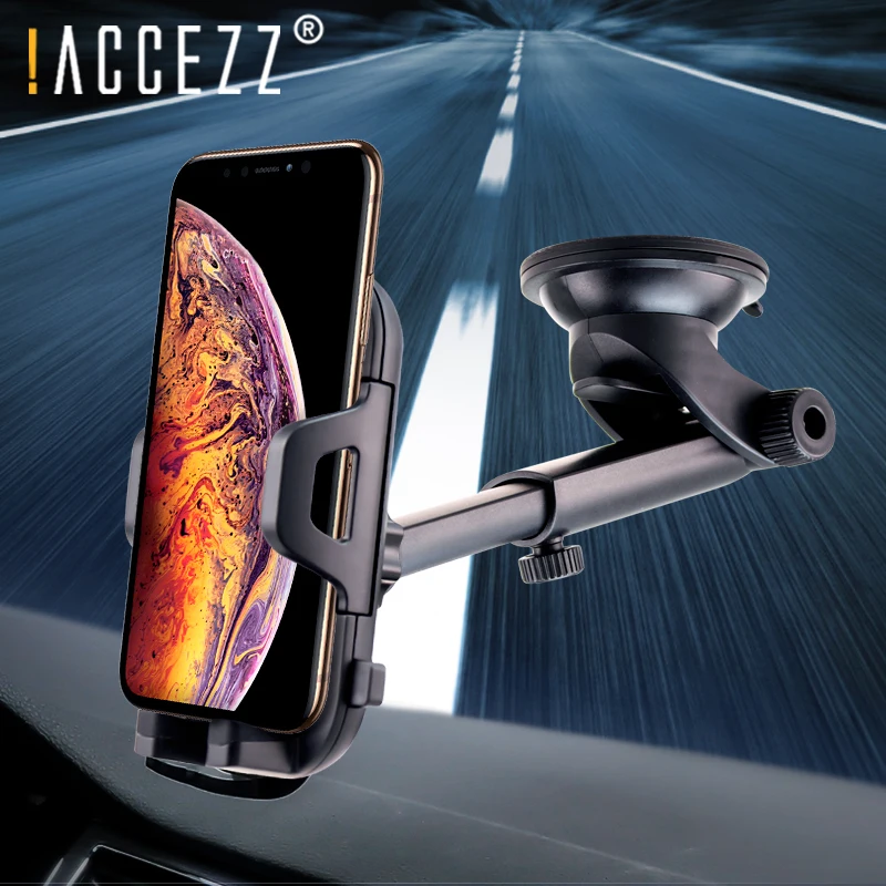ACCEZZ Регулируемый автомобильный держатель для iphone X XR XS MAX huawei samsung Xiaomi Универсальный телефон Авто замок стекло центр управление стенд