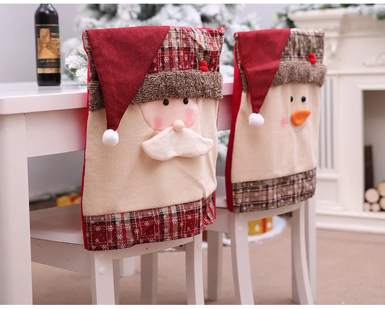 2 шт./лот, Рождественская задняя крышка для стула, Decoracion Navidad Hat, рождественские украшения на стол для домашнего ужина, новогодний, Рождественский Чехол для стула