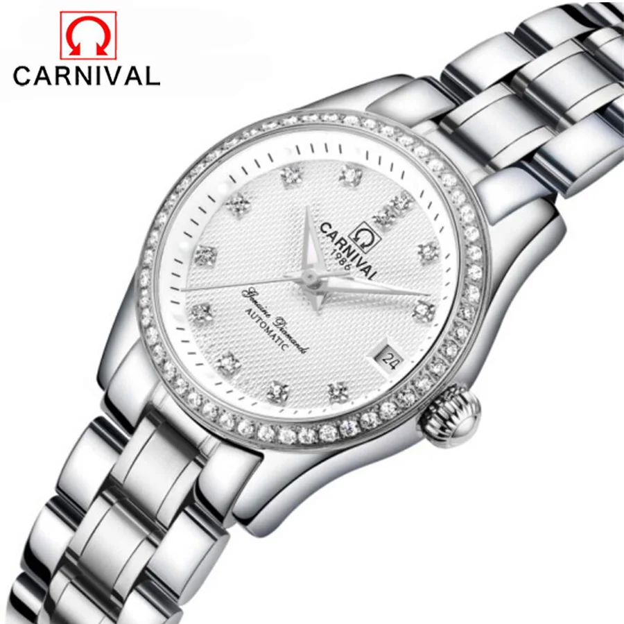 Luxury Brand Mechanical Women Watches Ladies Casual Waterproof Watch Female Clock Silver Stainless Steel Dress Watch relogio