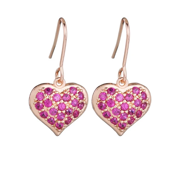 

Artificial ruby love earrings heart zircon earrings