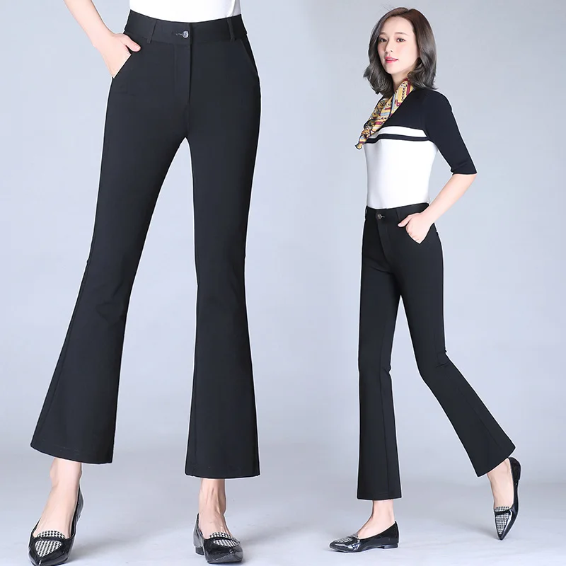 

Schinteon Spring Summer Women Black Simple Ankle-Length Pants Casual Trousers Slim solid Color Size S-9XL