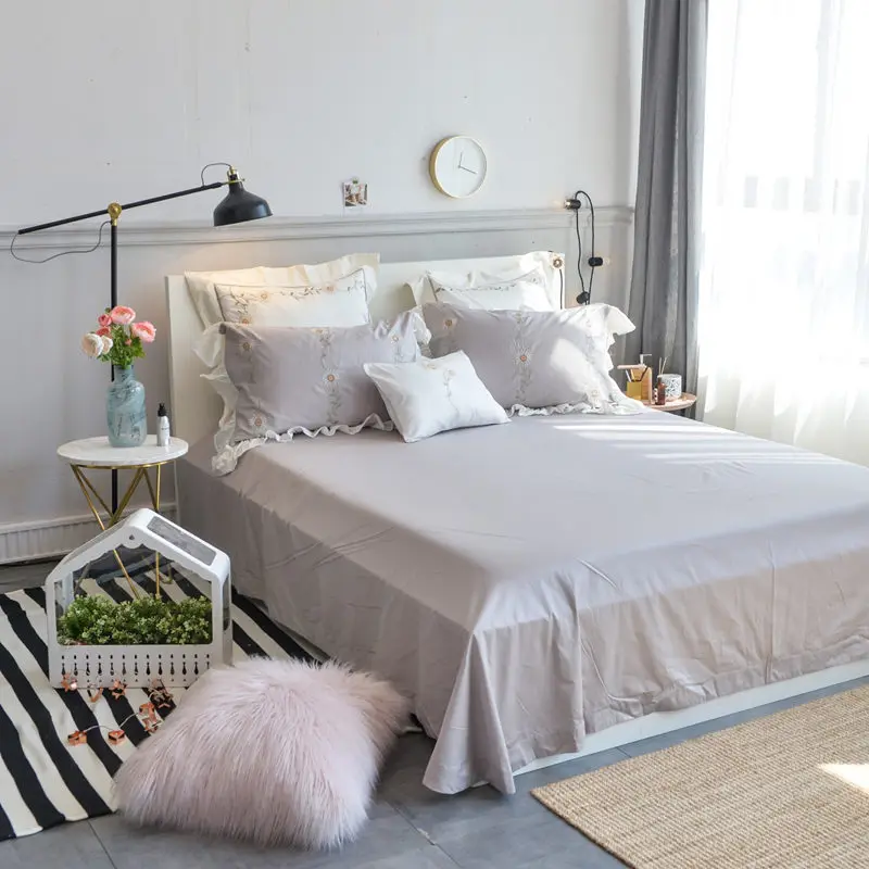 Роскошный комплект постельного белья из египетского хлопка с вышивкой в