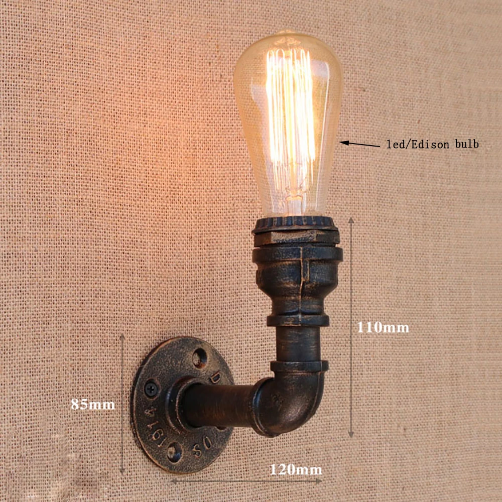 Винтажная железная настенная лампа E27 в стиле ретро 110 220 В|lamp bedside|iron water pipevintage wall