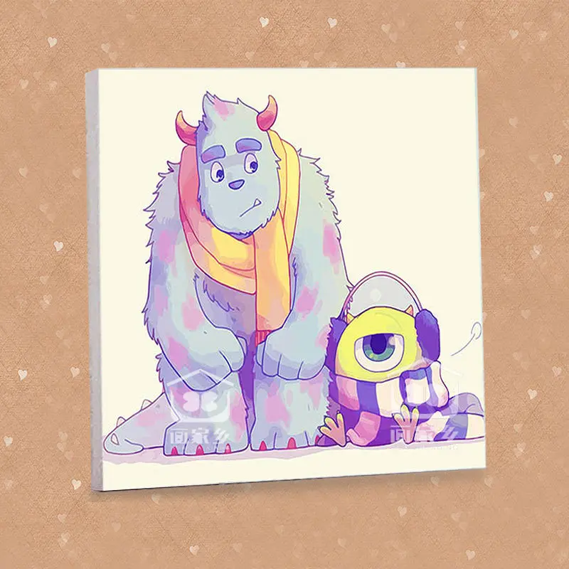

DIY Cartoon Monsters Inc wall posters digital paint by numbers Monsters University home decoration for kids