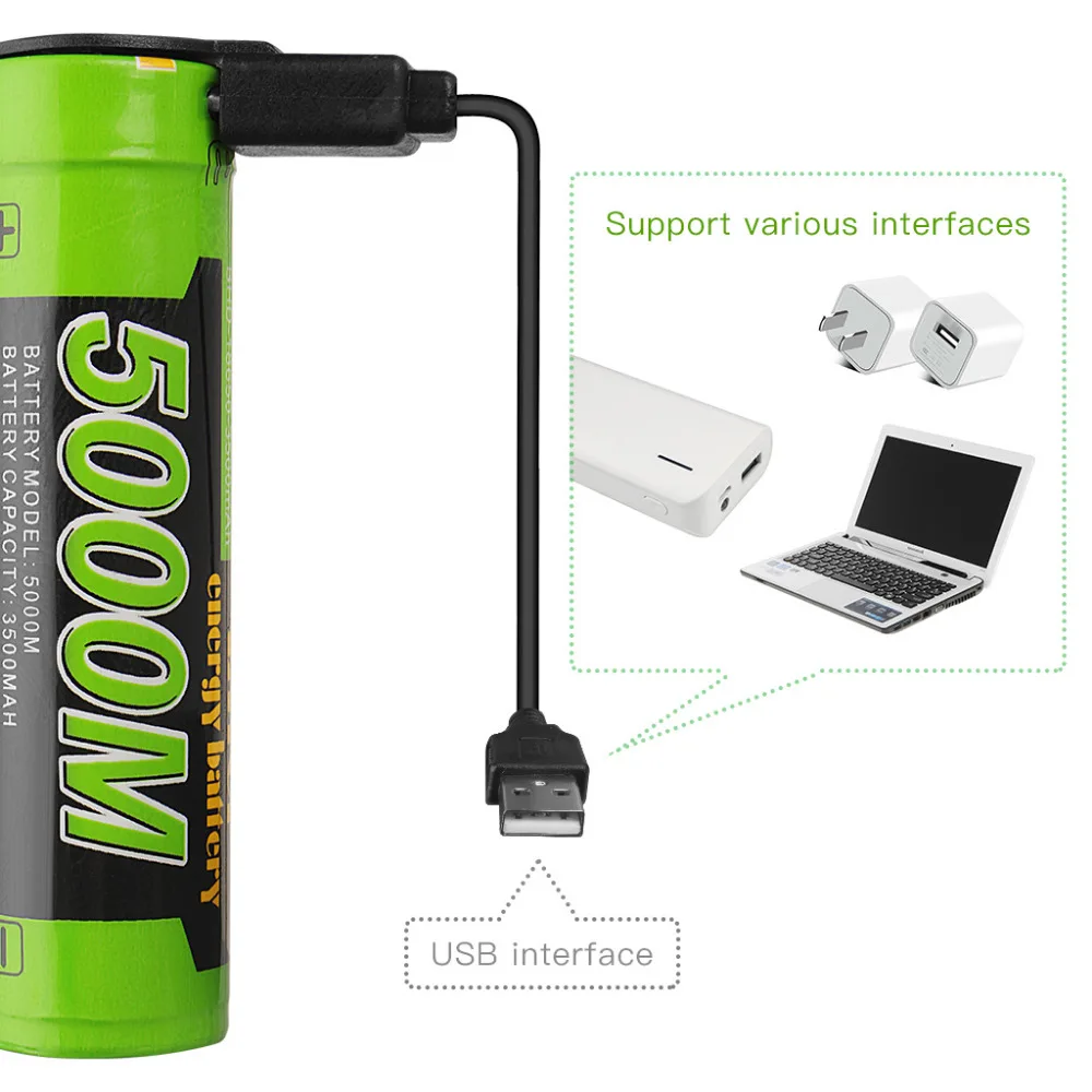 4 шт. 5000 м мобильная зарядка Батарея Мощность bank USB 18650 3 7 В 3500 мАч разведки литий