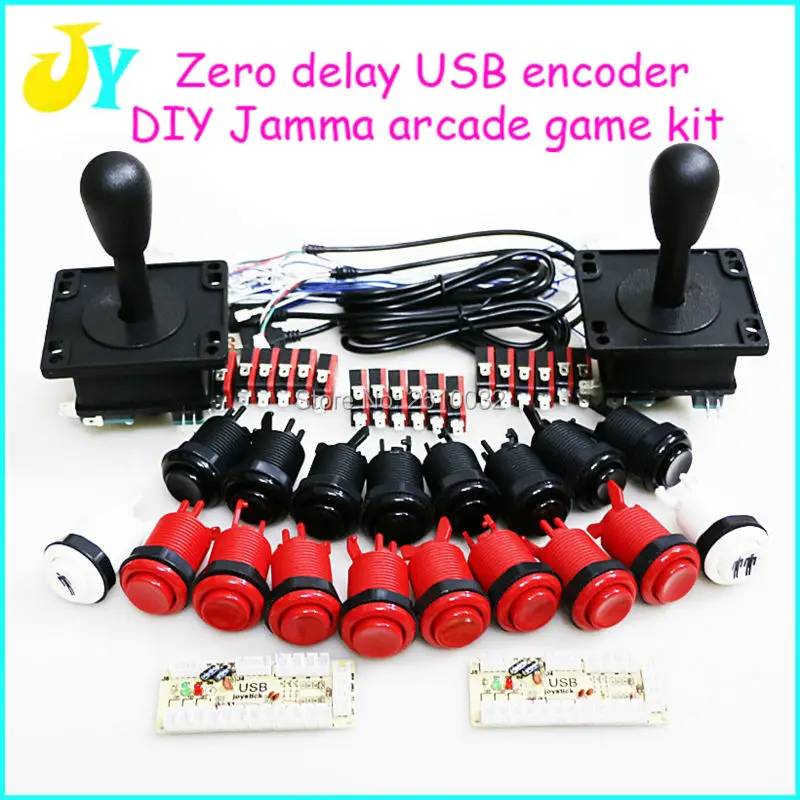 Zero Delay USB Encoder to PC Games Happ Style Joystick + Push Buttons +1/2 Player Button For Arcade Joystick DIY Kits Parts