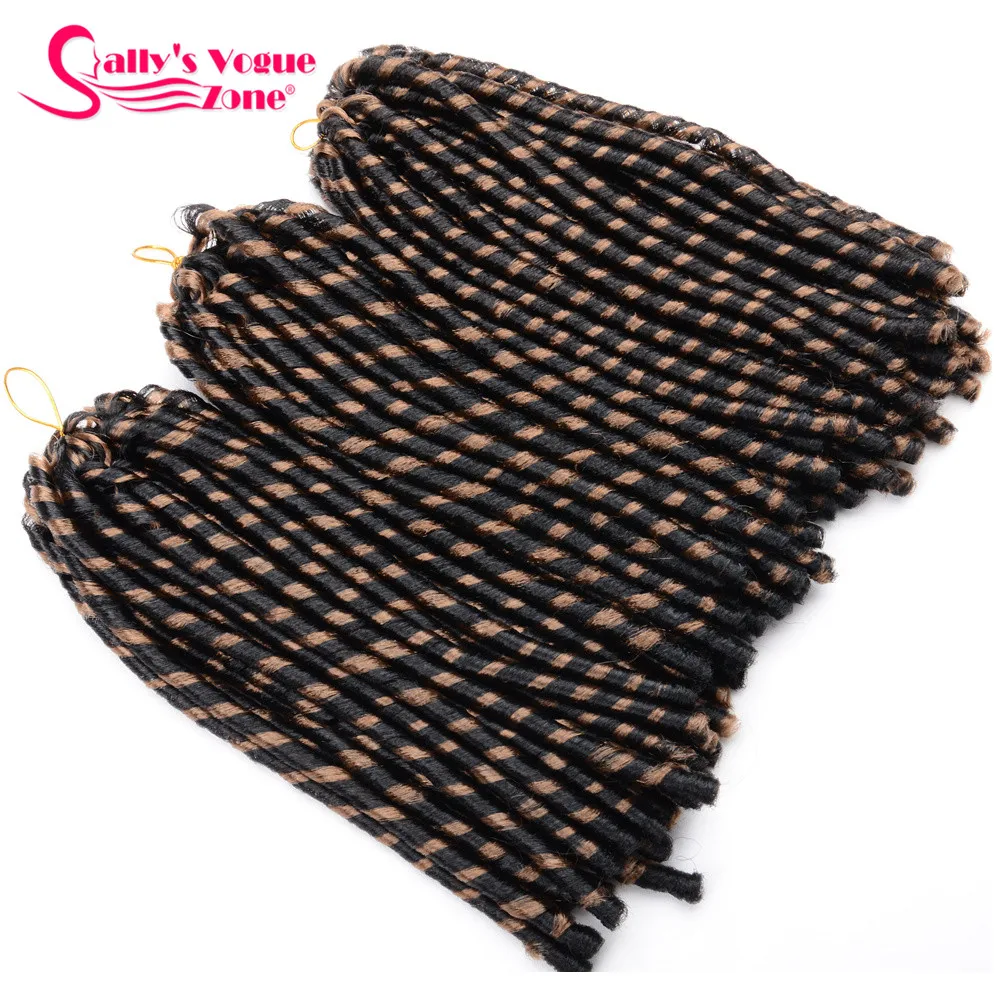 Sallyhair, 14 дюймов, 70 г/упак., вязанные крючком косички, синтетические косички, для наращивания волос, афро, прически, мягкие, искусственные Локи, коричневый, черный, толстый, полный