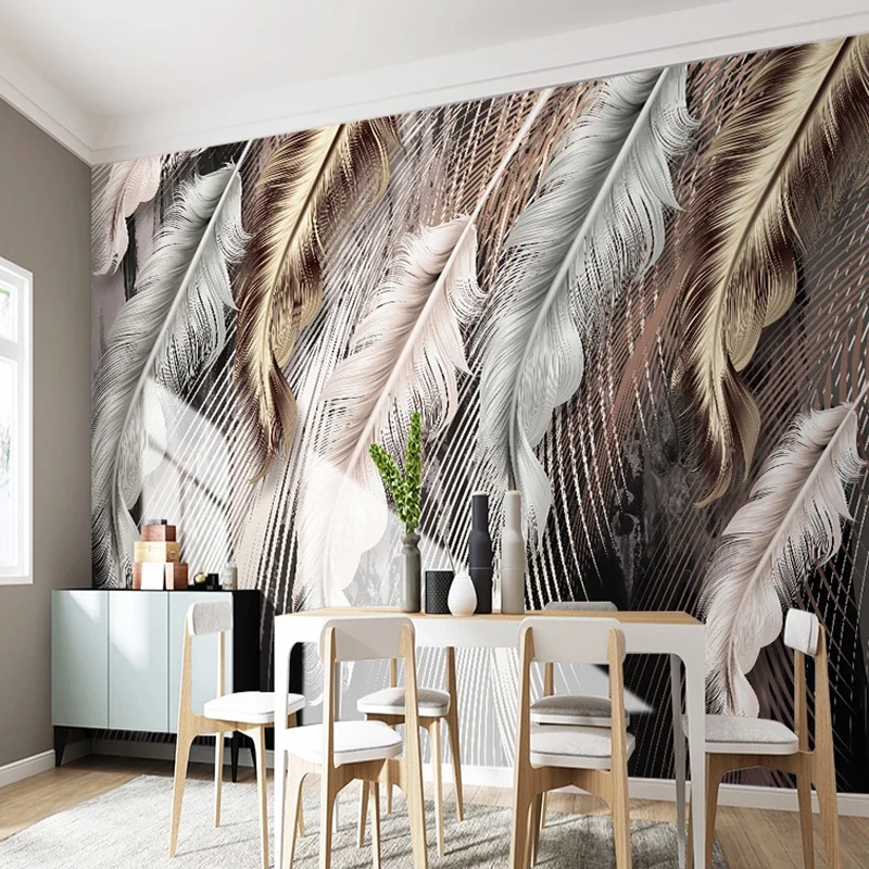 Custom Photo Wallpaper Modern 3D Luxury Feather Line Mural Living Room Restaurant Background Wall Paper For Walls 3 D Home Decor