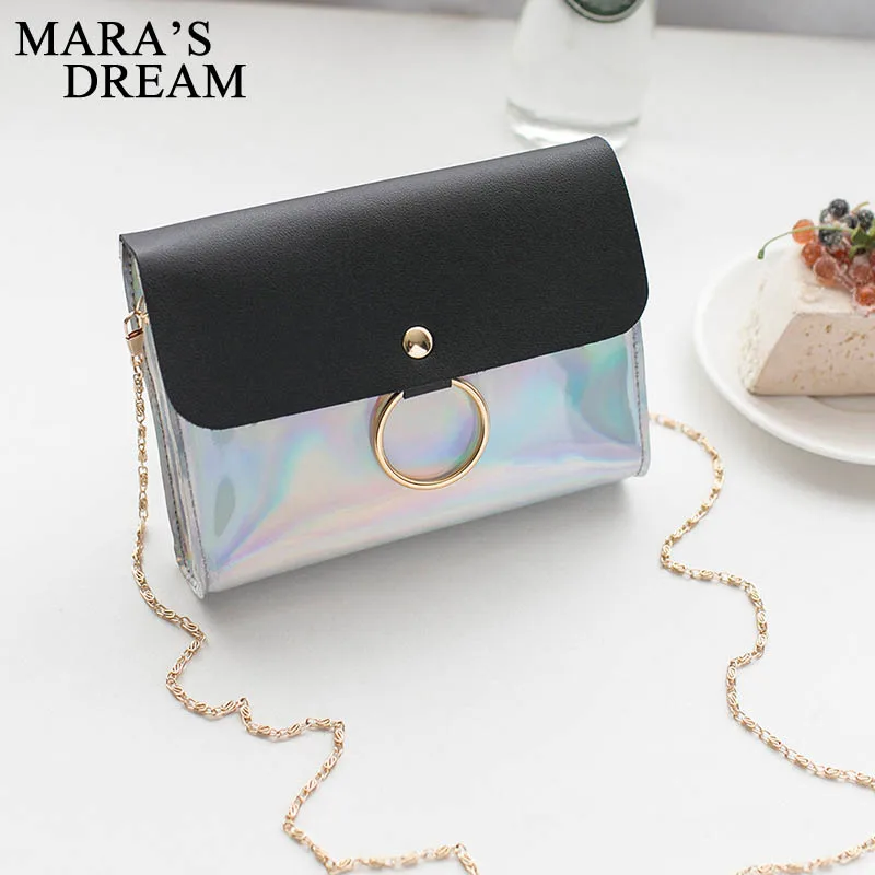 Женская сумка мессенджер Mara's Dream большая металлическая через плечо с лазерными