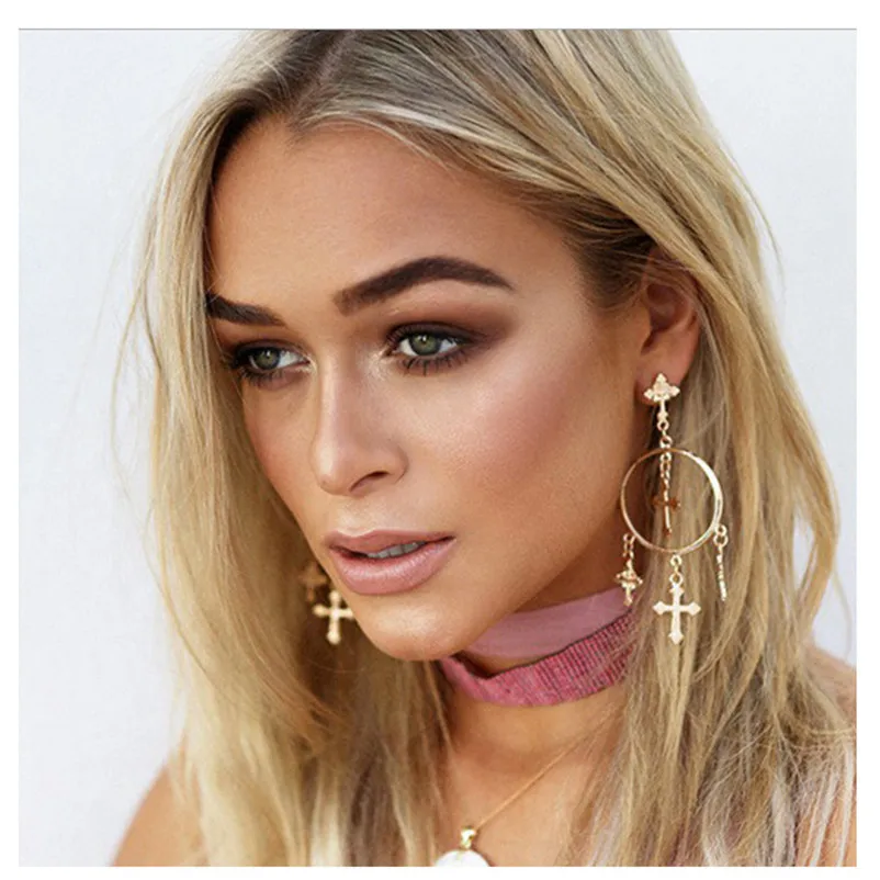 2019 модные серьги для женщин крест ретро искусство висячие ушей ювелирные изделия