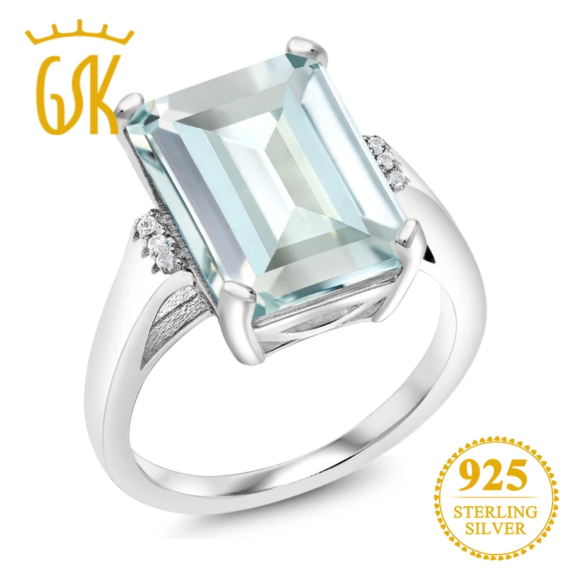 GemStoneKing 6.71Ct восьмиугольник Небесно Голубой Имитация аквамарина кольцо