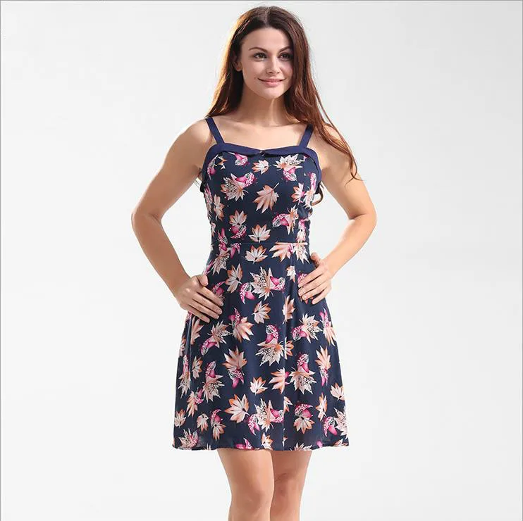 Бесплатная Доставка 2017 Новое Прибытие Sweet Женщины Лето Сексуальная Слинг Dress