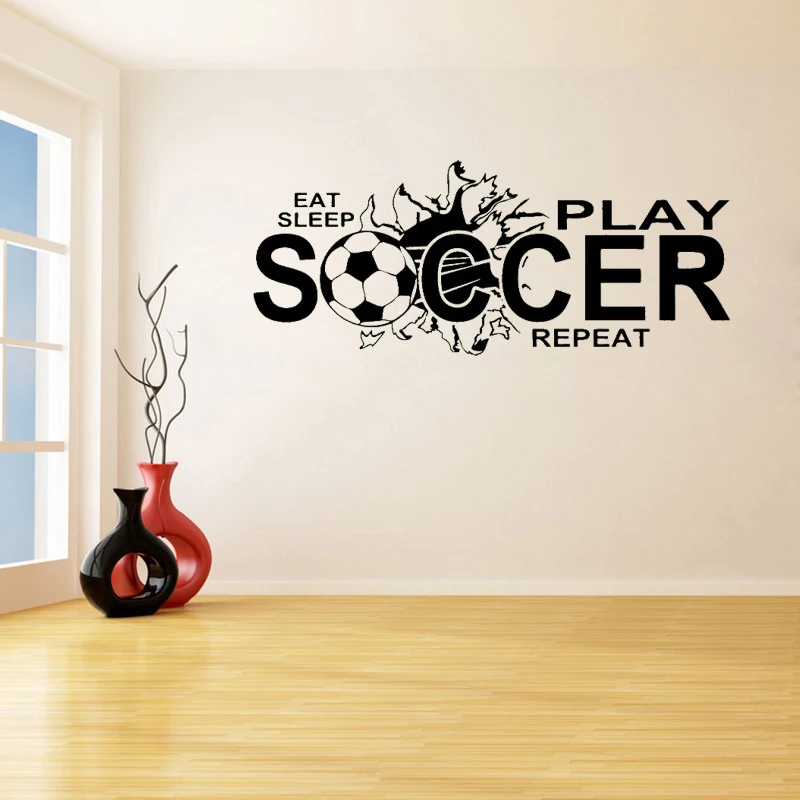Съемные настенные стикеры Eat Sleep Play Soccer для спальни и мальчиков домашний декор