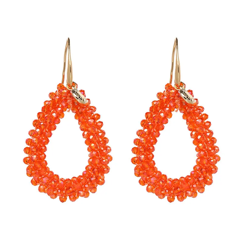 Orange JURAN,, ручная работа, бусины, серьги, ювелирное изделие, кристалл, многоцветный, особый богемный, большие серьги для женщин, опт, 11 цветов - Окраска металла: Orange